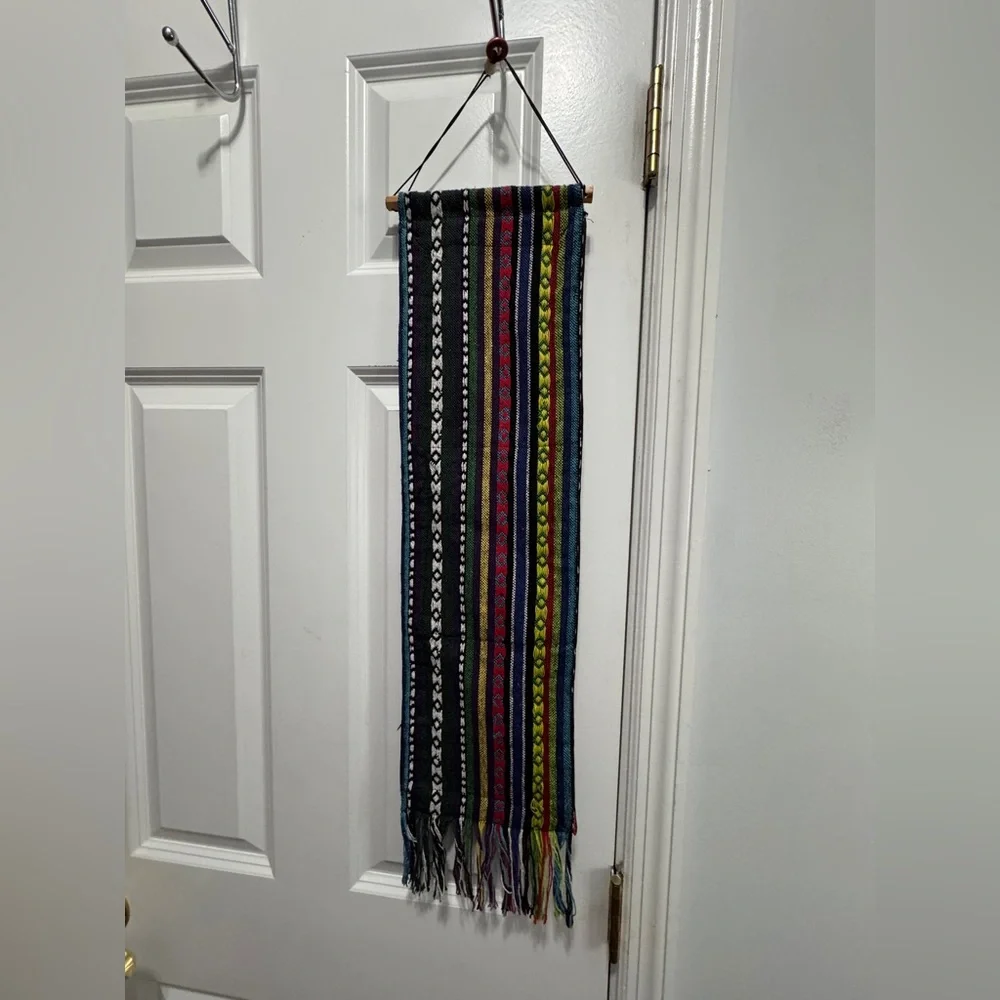 Source Unknown Multicolor Bohemian embroidered textile wall hanging 3 pockets